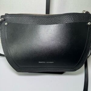 Rebecca Minkoff Hayden Crossbody Bag in Black Leather with Silver Hardware